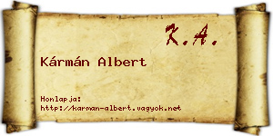 Kármán Albert névjegykártya